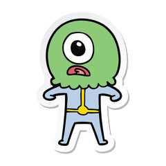 sticker of a cartoon cyclops alien spaceman