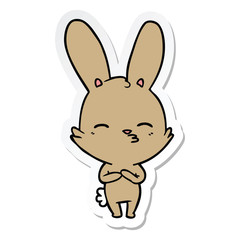 sticker of a curious bunny cartoon