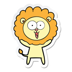 sticker of a happy cartoon lion