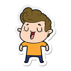 sticker of a happy cartoon man