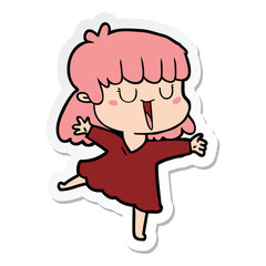 sticker of a cartoon woman