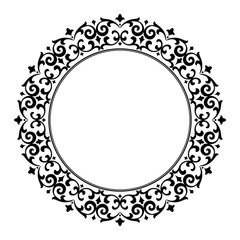 Damask graphic ornament. Floral design element. Black vector pattern