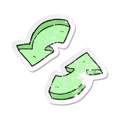 retro distressed sticker of a cartoon recycling arrows