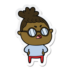 sticker of a cartoon annoyed woman