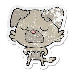 distressed sticker of a cartoon dog