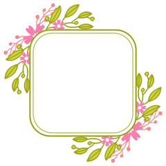 Fototapeta na wymiar Vector illustration shape pink flower frames blooms with greeting card hand drawn