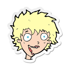sticker of a cartoon crazy excited woman