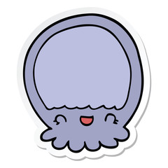 sticker of a cartoon jellyfish