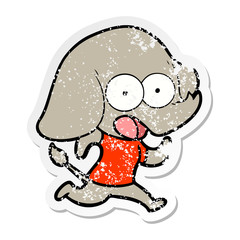 distressed sticker of a cute cartoon elephant