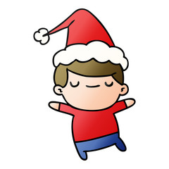 christmas gradient cartoon of kawaii boy