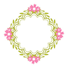 Vector illustration beauty pink flower frames blooms with backdrop hand drawn