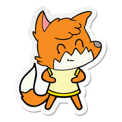 sticker of a cartoon happy fox