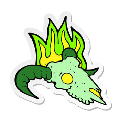 sticker of a cartoon magic ram skull