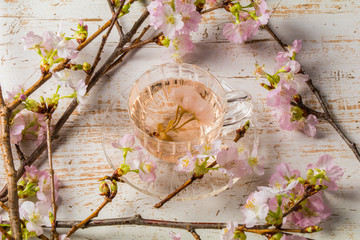 ピンクのハーブティー Cherry blossom(sakura)  japanese Herb tea