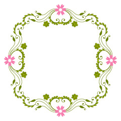 Vector illustration texture pink flower frames blooms with greeting card hand drawn