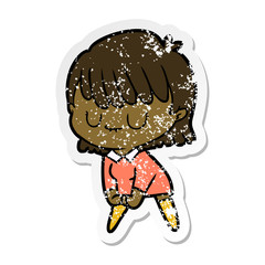 distressed sticker of a cartoon woman
