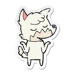 Obraz na płótnie Canvas distressed sticker of a friendly cartoon fox