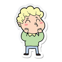 sticker of a cartoon man pouting