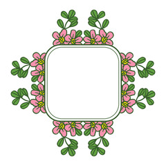 Vector illustration art pink flower frame elegant with greeting card hand drawn