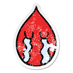 Obraz premium distressed sticker of a quirky hand drawn cartoon emotional blood drop