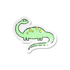 retro distressed sticker of a cartoon dinoaur