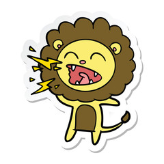 sticker of a cartoon roaring lion