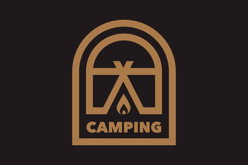 Fototapeta premium Camping and outdoor adventure retro logo. The emblem for cub scouts. The sign for the Hiking on nature. 
