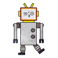 retro grunge texture cartoon robot