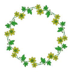 Vector illustration decoration yellow flower frame hand drawn
