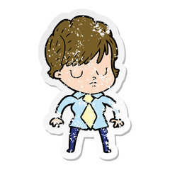 distressed sticker of a cartoon woman