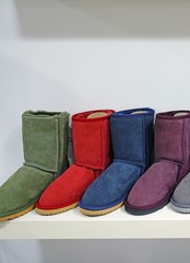Colorful warm, fuzzy sheepskin Australian winter boots