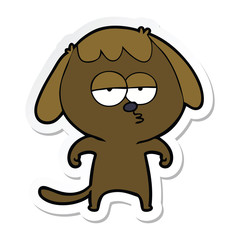 sticker of a cartoon bored dog