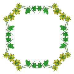 Vector illustration decoration yellow flower frame hand drawn