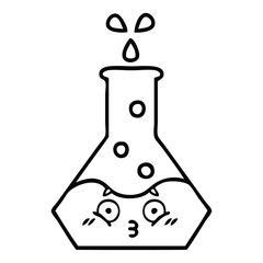 line drawing cartoon science beaker