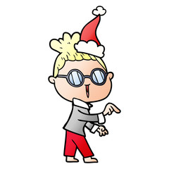 Obraz premium gradient cartoon of a woman wearing spectacles wearing santa hat