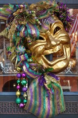 Mardi-Gras carnival decorations on the street in New Orleans, Louisiana