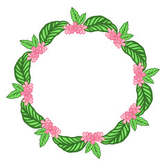 Vector illustration pink flower frames bloom for card hand drawn