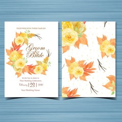 Watercolor Floral Wedding invitation set with gorgeous yellow roses