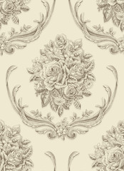 Damask Seamless Pattern : Roses