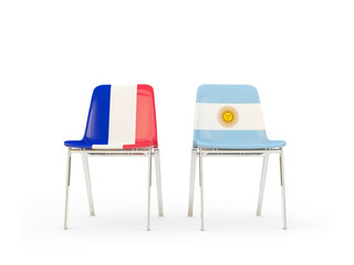 Two chairs with flags of France and argentina