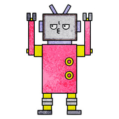 retro grunge texture cartoon robot