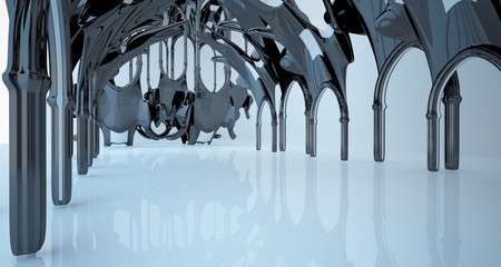 Abstract white and black gothic smooth interior. 3D illustration and rendering.