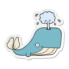 sticker of a cartoon whale spouting water