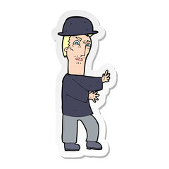 sticker of a cartoon man wearing bowler hat