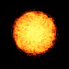 abstract ball fire flames on black background