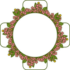 Vector illustration crowd pink flower frames very blooms for greeting card hand drawn