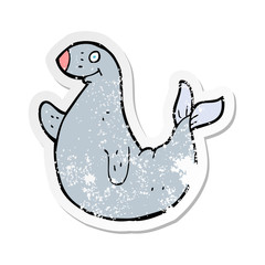 retro distressed sticker of a cartoon seal