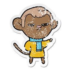 distressed sticker of a cartoon monkey