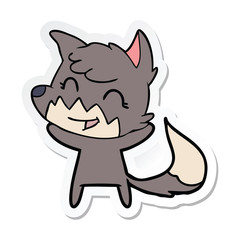 sticker of a happy cartoon fox