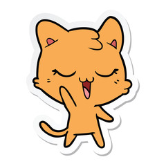 sticker of a happy cartoon cat